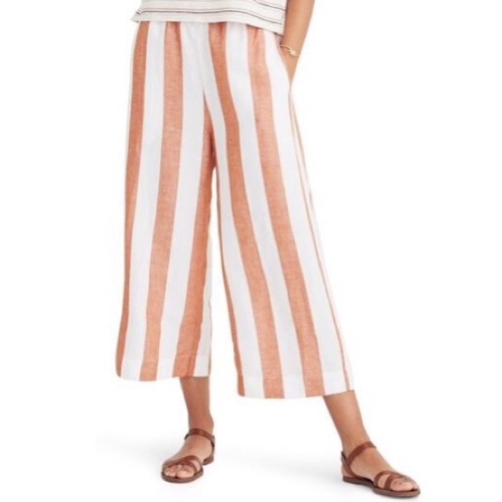 Madewell Huston Striped Linen Blend Crop Pants